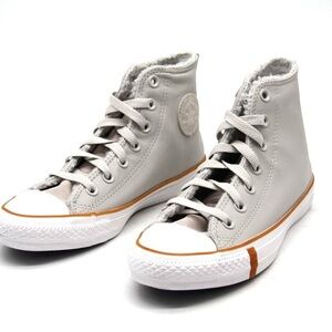Converse Leather High-Top Sneakers in Off-White